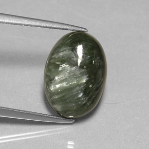 Séraphinite vert naturelle coupe ovale, 4,87 ct, opaque