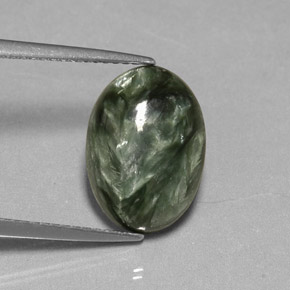Séraphinite vert naturelle coupe ovale, 4,01 ct, opaque