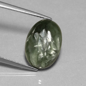 Séraphinite Vert naturelle Coupe ovale, 4.78 ct, Opaque
