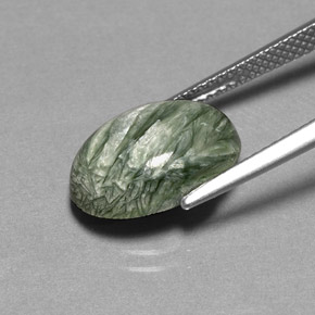 Séraphinite vert naturelle coupe ovale, 4,69 ct, opaque