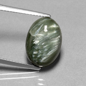 Séraphinite vert naturelle coupe ovale, 4,86 ct, opaque