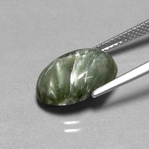 Séraphinite vert naturelle coupe ovale, 4,86 ct, opaque