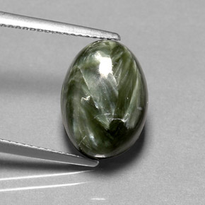 Séraphinite Vert naturelle Coupe ovale, 6.73 ct, Opaque