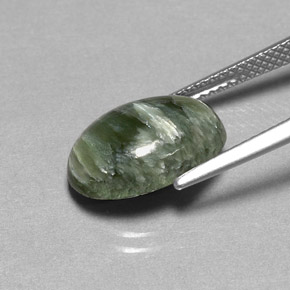 Séraphinite vert naturelle coupe ovale, 4,60 ct, opaque