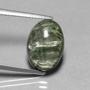 Séraphinite vert naturelle coupe ovale, 4,23 ct, opaque