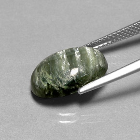 Séraphinite vert naturelle coupe ovale, 4,23 ct, opaque