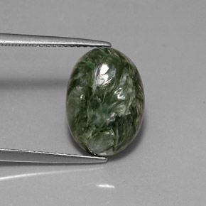 Séraphinite vert naturelle coupe ovale, 4,80 ct, opaque