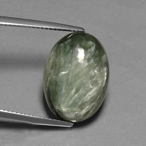 Séraphinite Vert naturelle Coupe ovale, 11.26 ct, Opaque