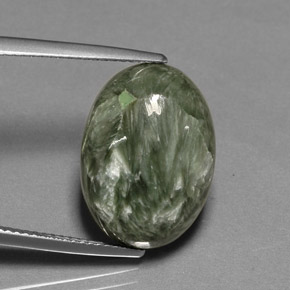 Séraphinite vert naturelle coupe ovale, 10,69 ct, opaque