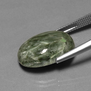 Séraphinite vert naturelle coupe ovale, 10,69 ct, opaque
