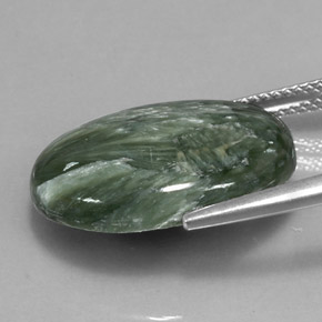 Séraphinite vert naturelle coupe ovale, 11,47 ct, opaque