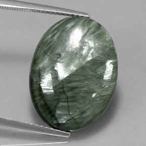 Séraphinite vert naturelle coupe ovale, 10,47 ct, opaque