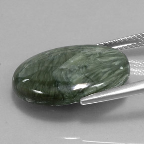 Séraphinite vert naturelle coupe ovale, 10,47 ct, opaque