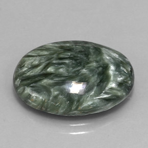 Séraphinite vert naturelle coupe ovale, 11,98 ct, opaque
