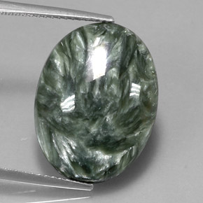 Séraphinite vert naturelle coupe ovale, 11,98 ct, opaque