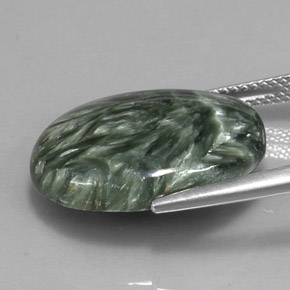 Séraphinite vert naturelle coupe ovale, 11,98 ct, opaque