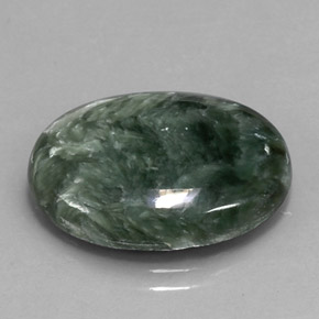 Séraphinite vert naturelle coupe ovale, 11,36 ct, opaque