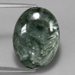 Séraphinite vert naturelle coupe ovale, 11,36 ct, opaque