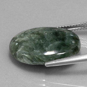 Séraphinite vert naturelle coupe ovale, 11,36 ct, opaque