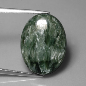 Séraphinite Vert naturelle Coupe ovale, 11.38 ct, Opaque