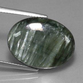 Séraphinite vert naturelle coupe ovale, 11,23 ct, opaque