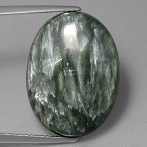 Séraphinite Vert naturelle Coupe ovale, 12.82 ct, Opaque
