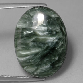 Séraphinite vert naturelle coupe ovale, 11,32 ct, opaque