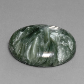 Séraphinite vert naturelle coupe ovale, 11,32 ct, opaque
