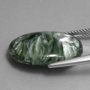 Séraphinite vert naturelle coupe ovale, 11,32 ct, opaque
