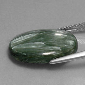 Séraphinite vert naturelle coupe ovale, 11,40 ct, opaque