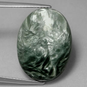 Séraphinite vert naturelle coupe ovale, 10,79 ct, opaque