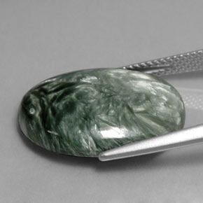 Séraphinite vert naturelle coupe ovale, 10,79 ct, opaque
