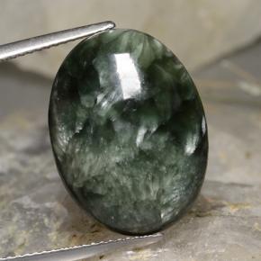 Séraphinite vert naturelle coupe ovale, 11,78 ct, opaque