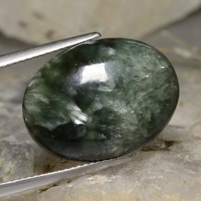 Séraphinite vert naturelle coupe ovale, 11,78 ct, opaque