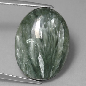 Séraphinite vert naturelle coupe ovale, 11,13 ct, opaque