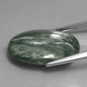 Séraphinite vert naturelle coupe ovale, 11,13 ct, opaque