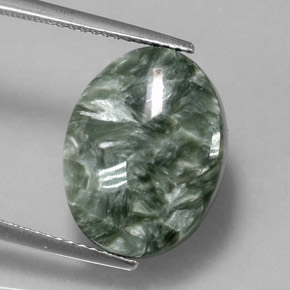 Séraphinite vert naturelle coupe ovale, 8,92 ct, opaque