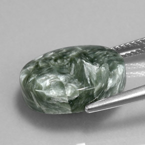 Séraphinite vert naturelle coupe ovale, 8,92 ct, opaque