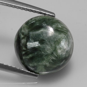 Séraphinite vert naturelle coupe roude, 4,92 ct, opaque