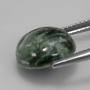 Séraphinite vert naturelle coupe roude, 4,92 ct, opaque