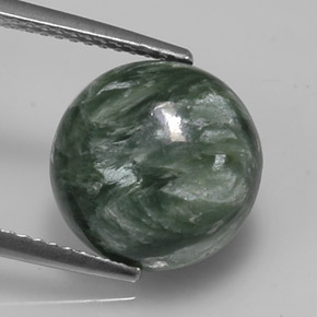Séraphinite vert naturelle coupe roude, 5,09 ct, opaque