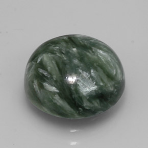 Séraphinite vert naturelle coupe roude, 5,09 ct, opaque