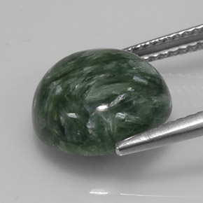Séraphinite vert naturelle coupe roude, 5,09 ct, opaque