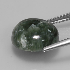 Séraphinite vert naturelle coupe roude, 5,02 ct, opaque
