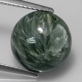 Séraphinite vert naturelle coupe roude, 4,10 ct, opaque