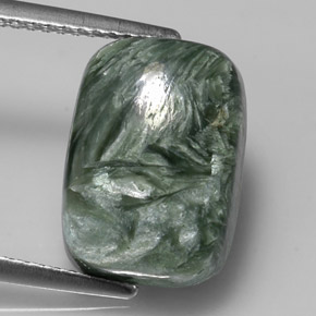 Séraphinite vert naturelle coupe coussin, 5,87 ct, opaque