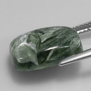 Séraphinite vert naturelle coupe coussin, 5,87 ct, opaque