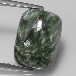 Séraphinite vert naturelle coupe coussin, 5,71 ct, opaque