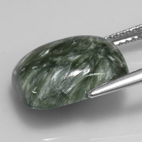 Séraphinite vert naturelle coupe coussin, 5,71 ct, opaque