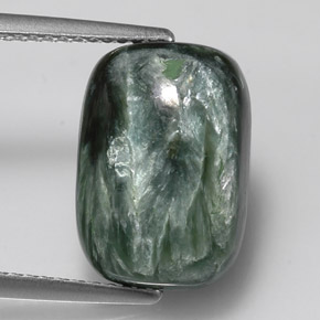 Séraphinite vert naturelle coupe coussin, 5,76 ct, opaque